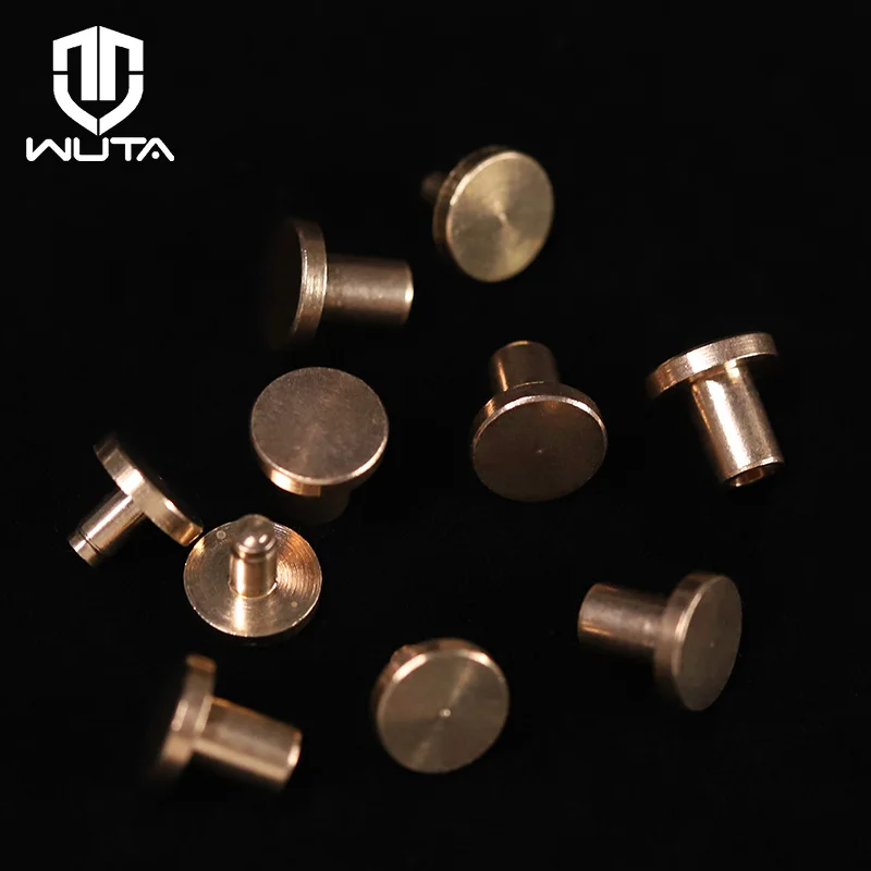 

WUTA 10 set Solid Brass Flat Head Rivet Double-sided Belt Nails Strong Fxed Buckle Leathercraft Hardware Install With Hammer