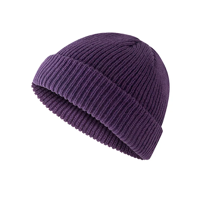 Мужская вязаная шапка ZHIMO в винтажном стиле, шапка с черепом, шапка моряка, теплая короткая шерстяная шапка, шапка в морском стиле, вязаная шапка, модная шапка для пары - Цвет: Фиолетовый