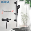 Matte Black Thermostatic Bathtub Faucet Bathroom Hot Cold Mixer Tap Wall Mount Bath Shower Faucets Handshower Robinet Baignoire 1