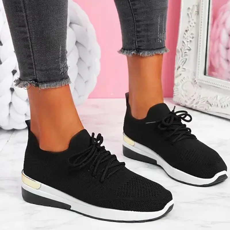 Calcetines deportivos para mujer, zapatillas transpirables plataforma y punta redonda, a la moda - Calzado