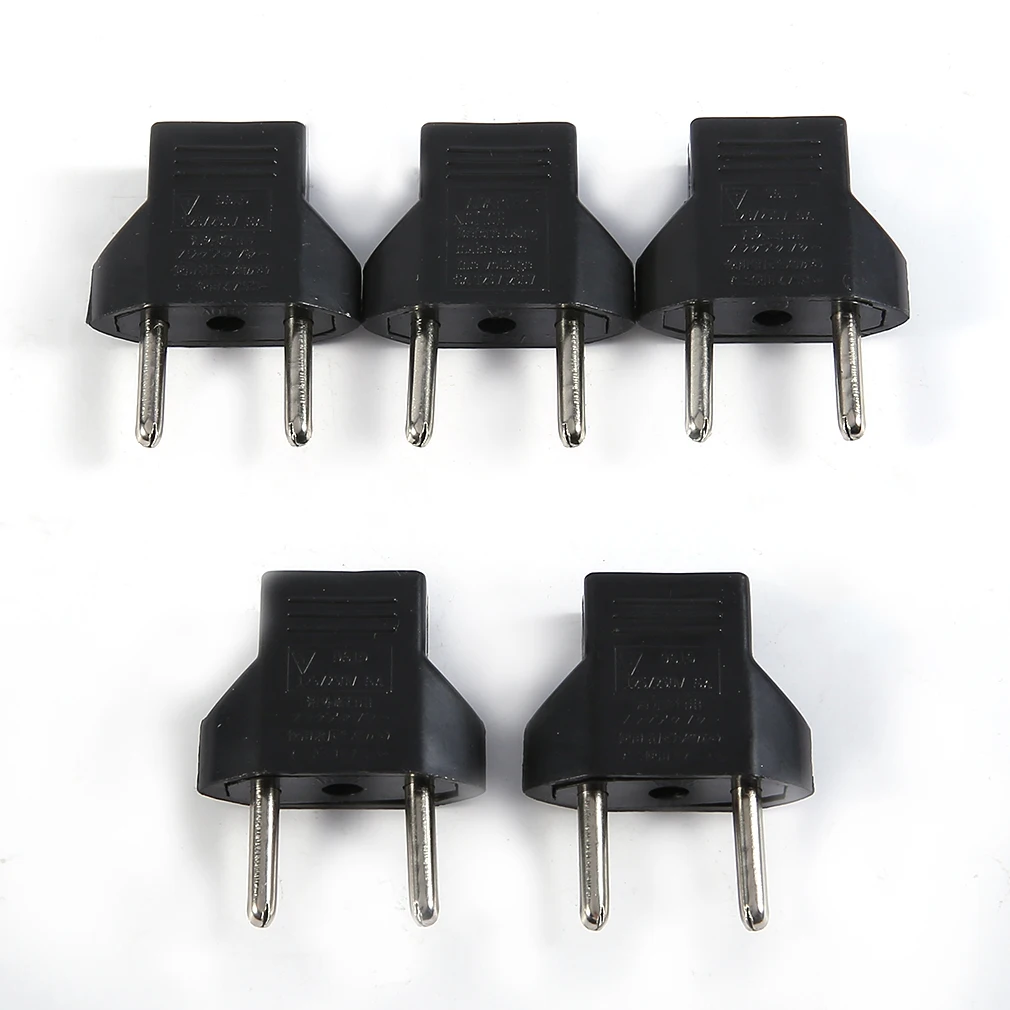 

5PCS Universal Adapter EU Plug USA To Euro Europe Travel Wall AC Power Charger Outlet Flat To Round Charger Convertor