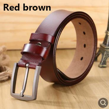 Red brown Мужской ремень, кожа, сплав, пряжка, модный, индивидуальный выбор, кожаный мужской джинсовый ремень, подарок - Цвет: Red brown