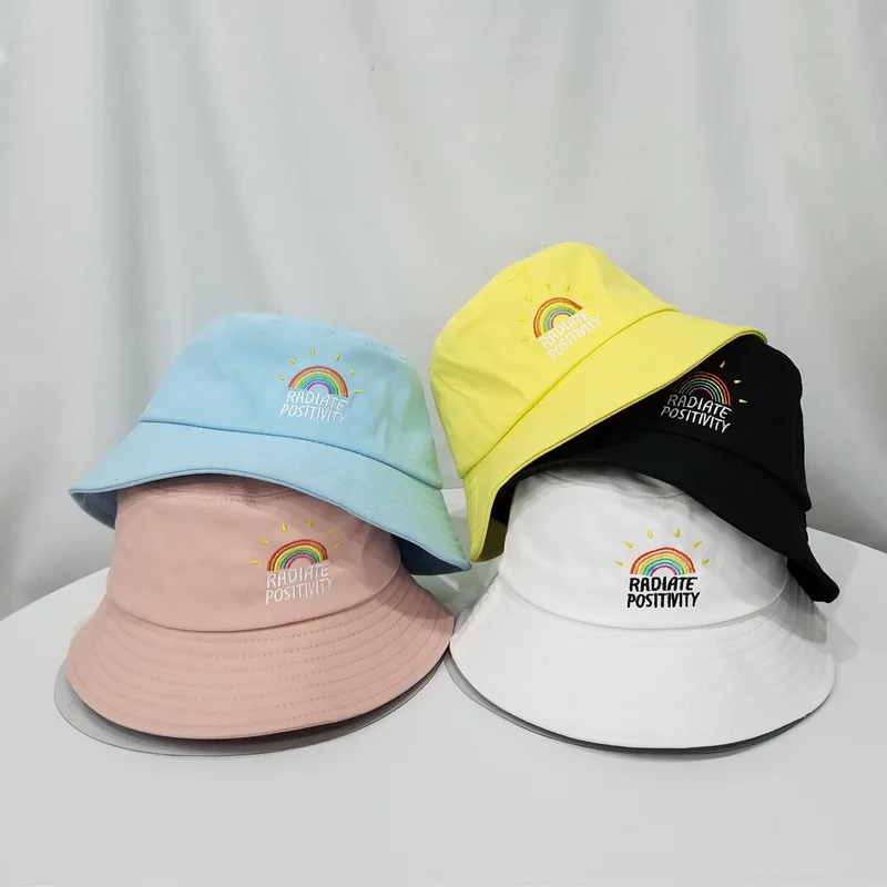 

South Korea Hipster Student Cap Female Summer Cartoon Embroidered Bucket Hat Korean-style Couples Versatile Topee Men's Bucket H