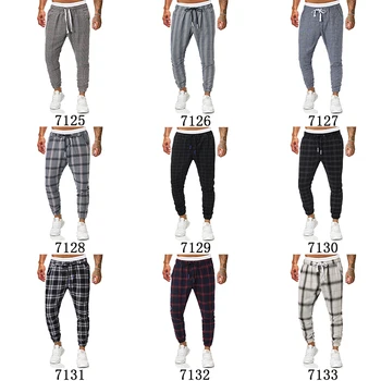 

Pencil Pants Men's Fashionable Plaid Casual Trousers Full Length