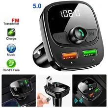 Transmisor Fm inalámbrico para coche, Bluetooth, Radio manos libres, adaptador de cargador Usb Dual, pantalla Digital LED, modulador FM inalámbrico Aux