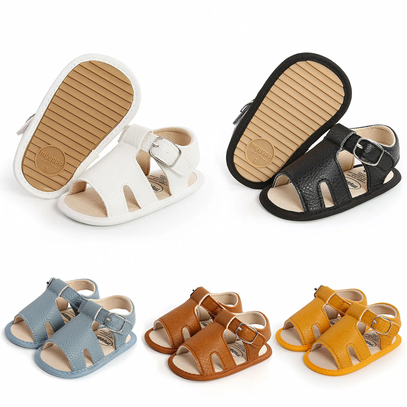 Fashion Color 0-18M Baby Boys Roma Sandals Cross Hollow Out Soft Sole Summer Beach Shoes First Walkers