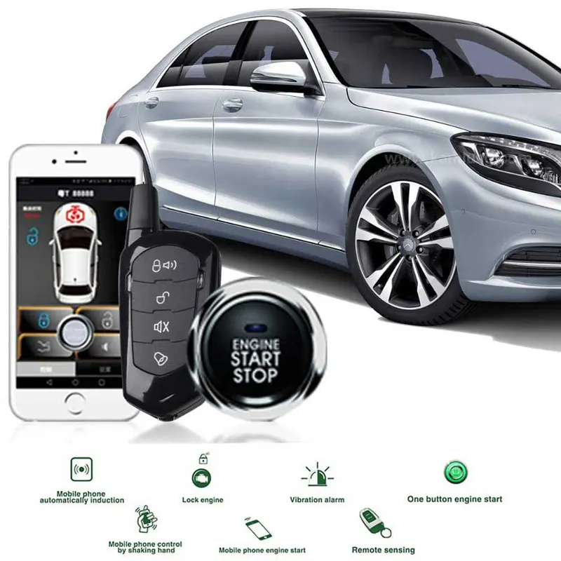 

Universal Car Alarm System Remote Start Keyless Entry Auto Central Locking Theft Trunk PKE with Start Stop Button 2Remote contro