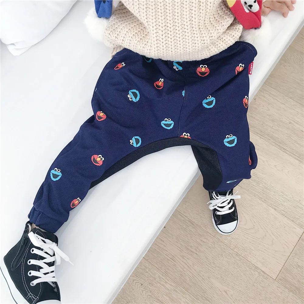 Tonytaobaby/осенне-зимняя одежда новые стильные повседневные мягкие эластичные штаны с принтом для маленьких мальчиков и девочек штаны-шаровары
