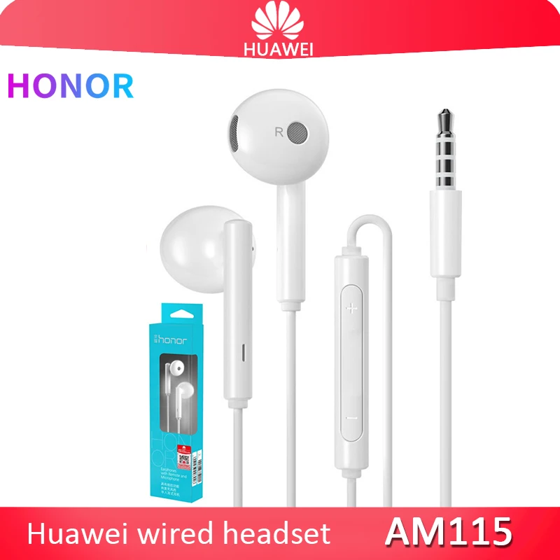 Оригинальные проводные наушники Huawei AM115 с HD микрофоном трехкнопочным