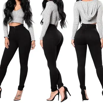 

Fashion Lady High Waist Stretch Jeans Leggings Hip Push Up Skinny Pants Trousers