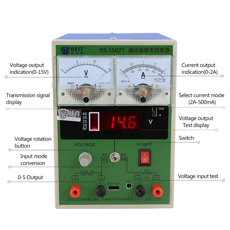 Лучшее 1502T 0-15V 0-2A Регулируемый источник питания постоянного тока для смартфонов Android ремонт DC защита от короткого замыкания