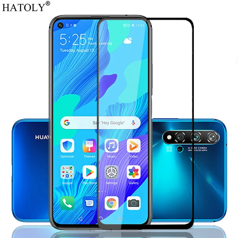 Стекло на Nova 5T закаленное стекло для Huawei защита экрана HD полное клеевое покрытие