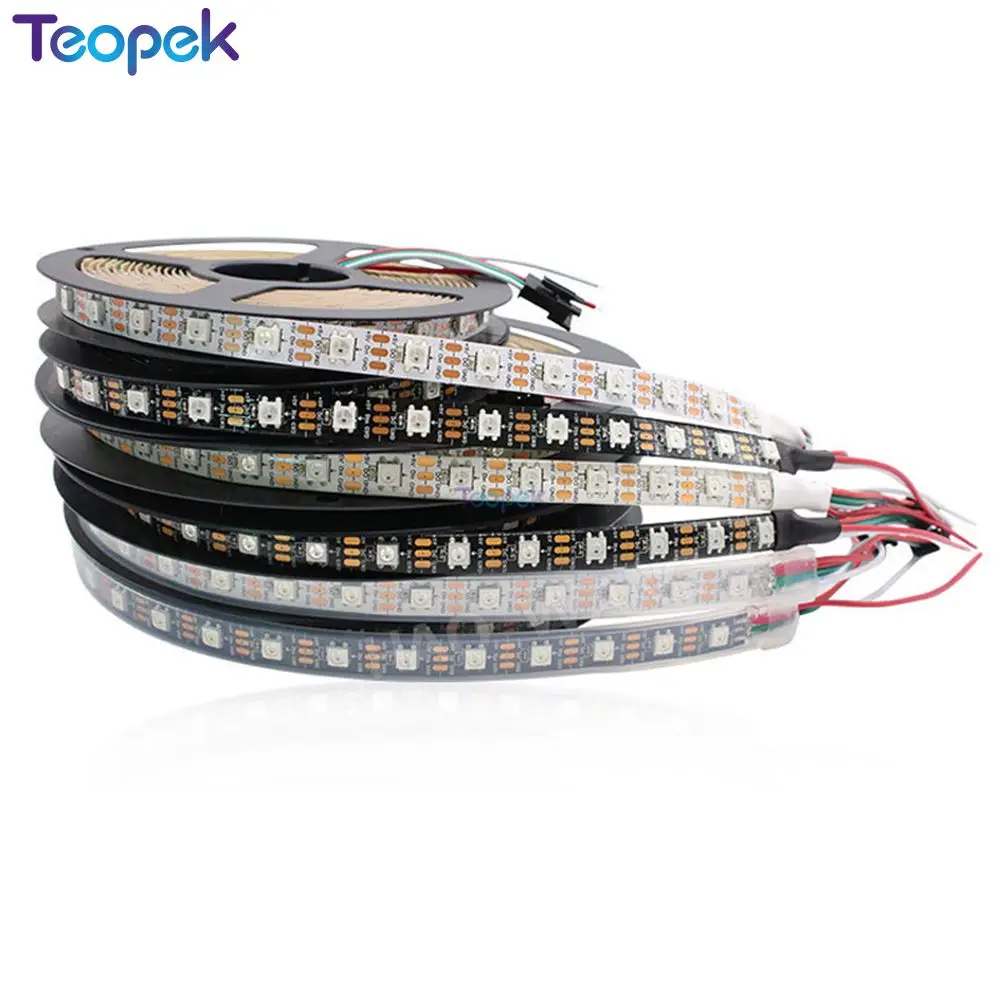 1 м/5 м WS2812B светодиодные полосы пикселей WS2812 IC 30/60/144 адресуемых induvidual полный Цвет