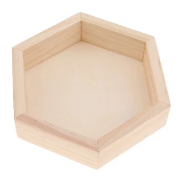 

Wooden Necklace Jewelry Display Tray Case Holder Rack Hexagon Storage Box
