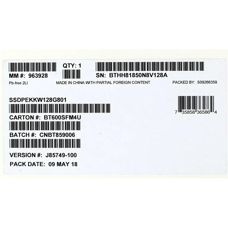 Накопитель SSD Intel Original PCI-E x4 128Gb SSDPEKKW128G801 760p Series M.2 2280