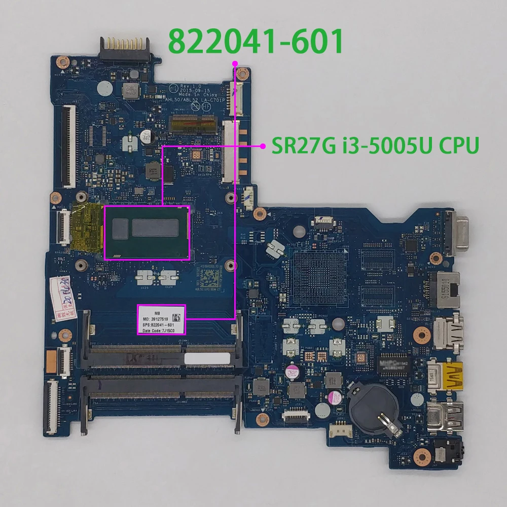 

for HP 240 250 G4 822041-601 822041-001 AHL50/ABL52 LA-C701P w i3-5005U CPU UMA NoteBook PC Laptop Motherboard Mainboard Tested