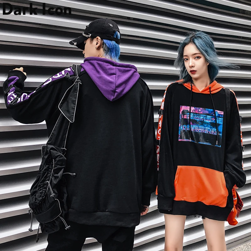Buckle Sleeve Hip Hop Hoodie Pullover Men Autumn New Printed Men’s Sweatshirt With Hoody Streetwear Clothing