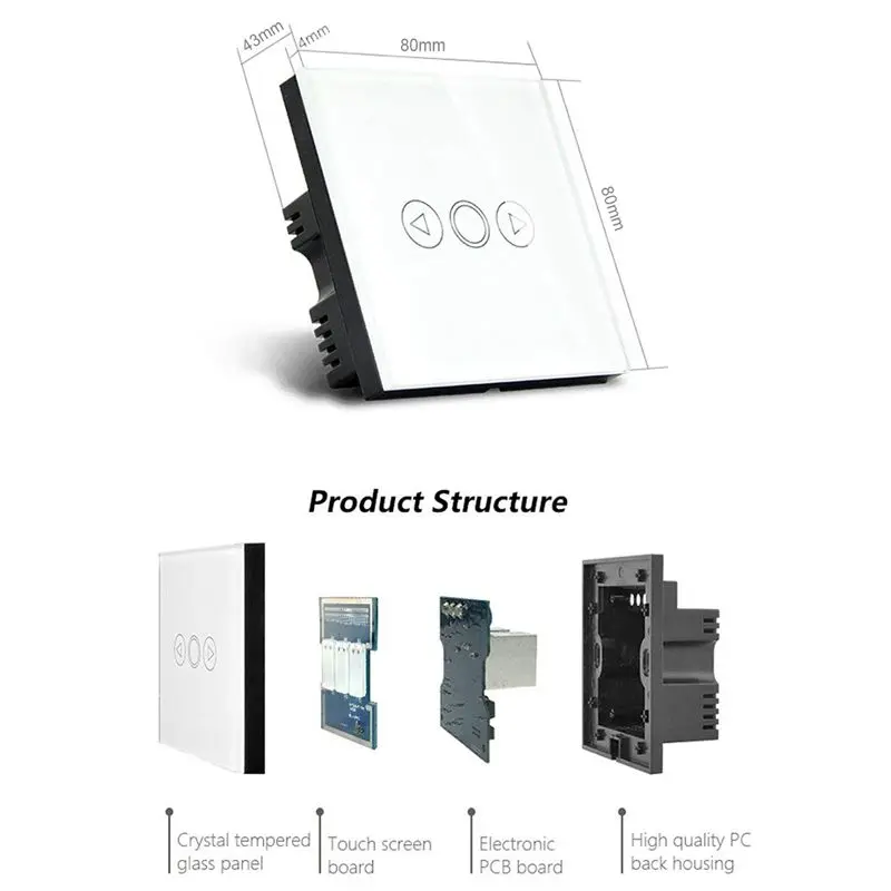 EU Touch-Dimmer Switch Crystal Touching Glass Remote Control Light Smart Switch (Black)