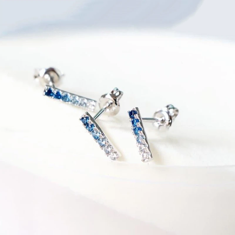 

New style silver inlaid gradient sapphire monogram women's earrings dream luxury jewelry engagement party accessories