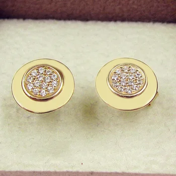

Original Golden Signature WIth Crystal Stud Earring For Women 925 Sterling Silver Earring Wedding Gift Fine Jewelry