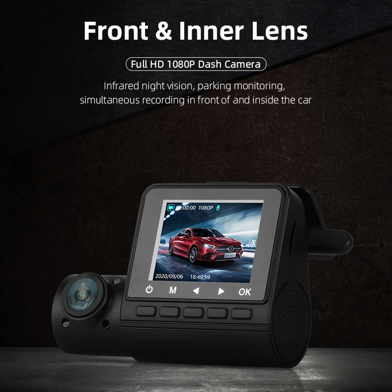 Vtopek Dash Cam GPS 1080P HD Скрытая DVR камера Автомобильный видеорегистратор IPS экран