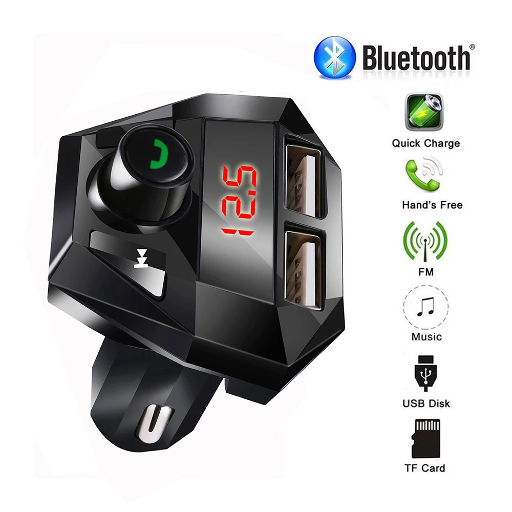 Автомобильный комплект Bluetooth версии 5 0 беспроводной FM передатчик ЖК экран mp3