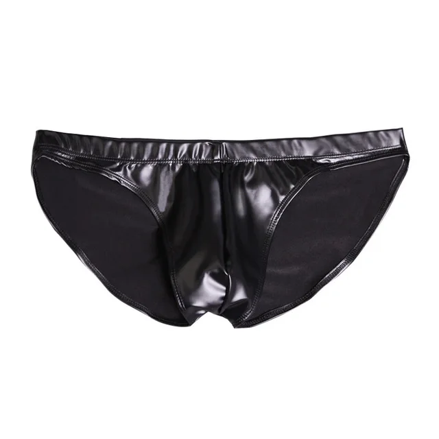 Men Sexy Shorts Underwear Matte Hip Faux Leather Briefs Low Waist Stylish Summer