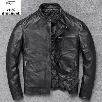 

2020 New Men's Leather Jacket Men Genuine steampunk sheepskin coats mens davidsons sheepskin coat