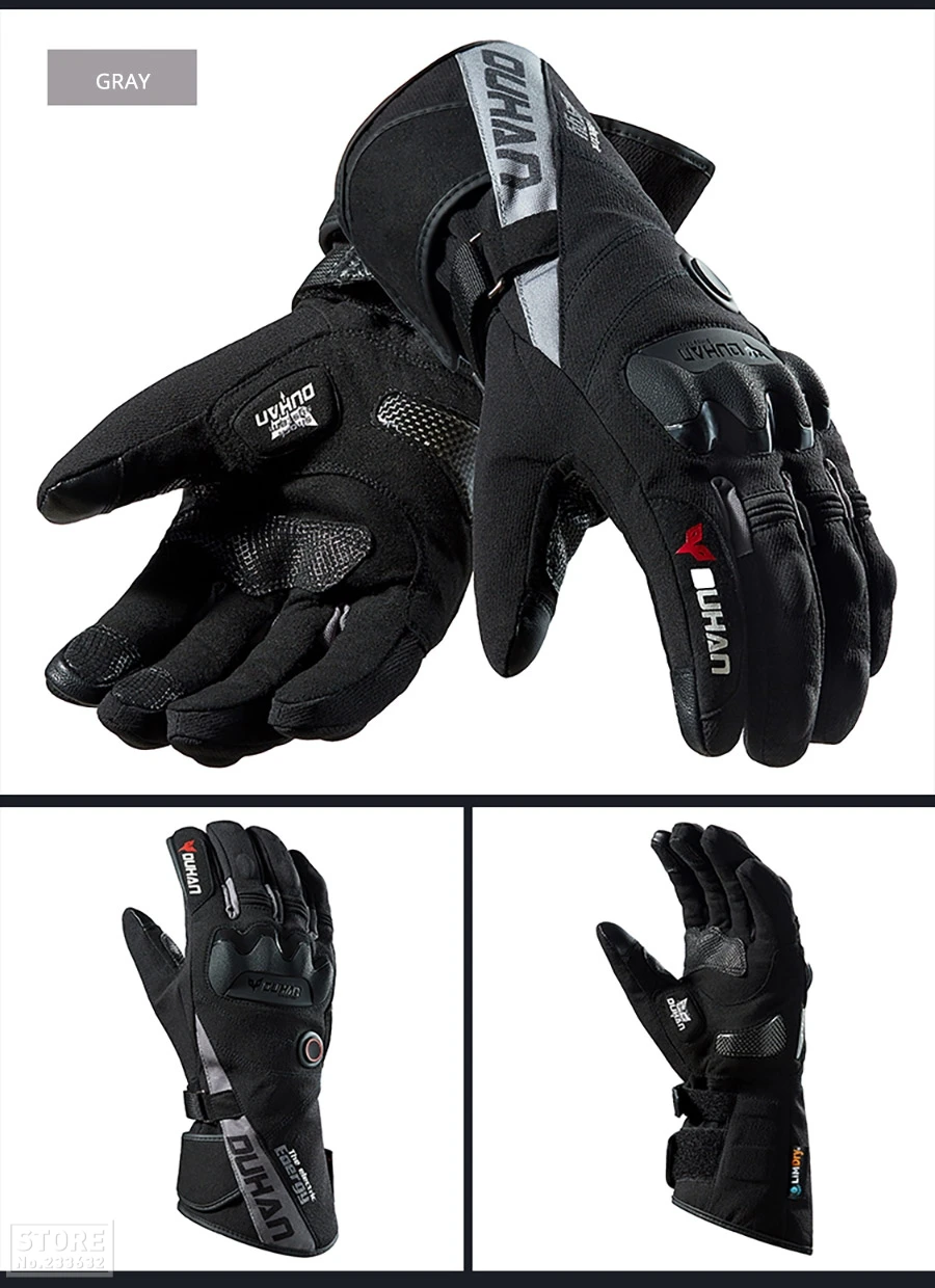 DUHAN мотоциклетные перчатки зимние водонепроницаемые перчатки с подогревом Guantes Moto с сенсорным экраном на батарейках мотоциклетные гоночные перчатки для верховой езды