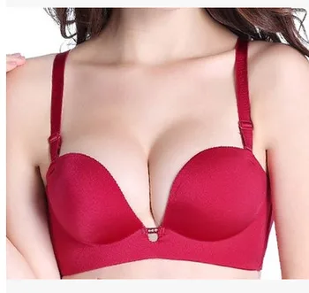 

bra cup adjustable push up side gathering Women Sexy Push Up Bra Front Closure Self-Adhesive Silicone Seamless
