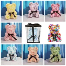 Стиль 40 см Роза плюшевый медведь мыло Пена розовый медведь с подарочной коробкой на Рождество День Святого Валентина подарок подруге на день рождения