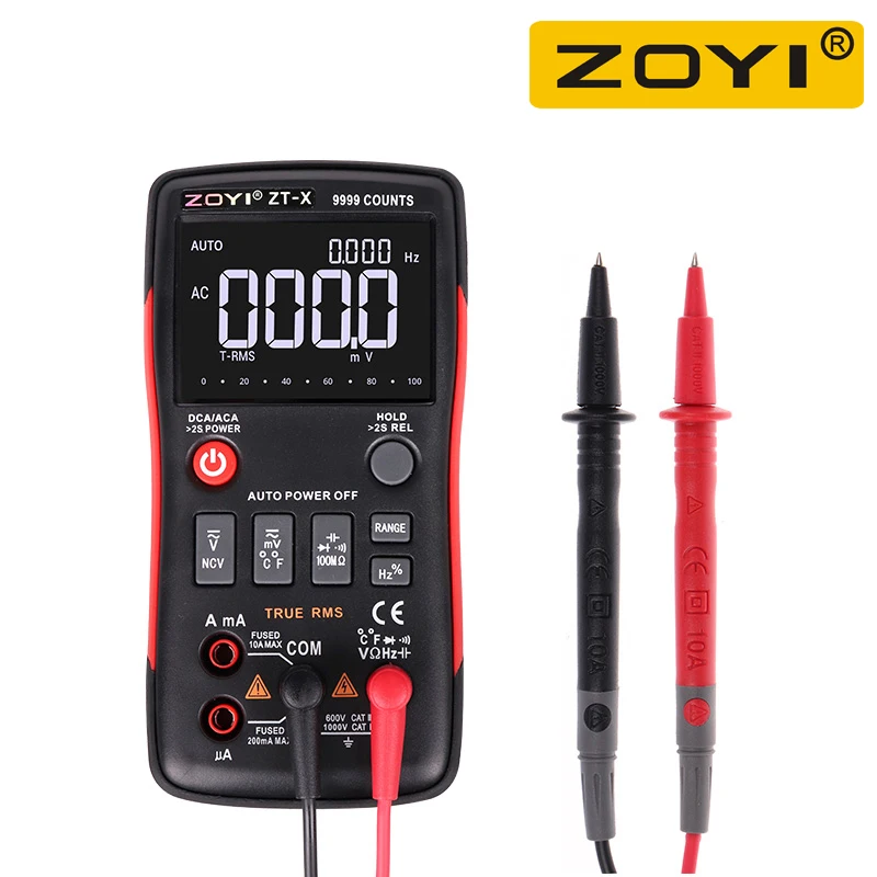 

ZOYI ZT-X Digital Multimeter 9999 Counts All-button Design Auto / Manual Range True-RMS Electrical DMM