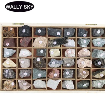 

42 Pieces Natural Rock Ore Rock Specimen Primary School Geography Ore Science Teaching Instrument Specimen Collectibles With Box