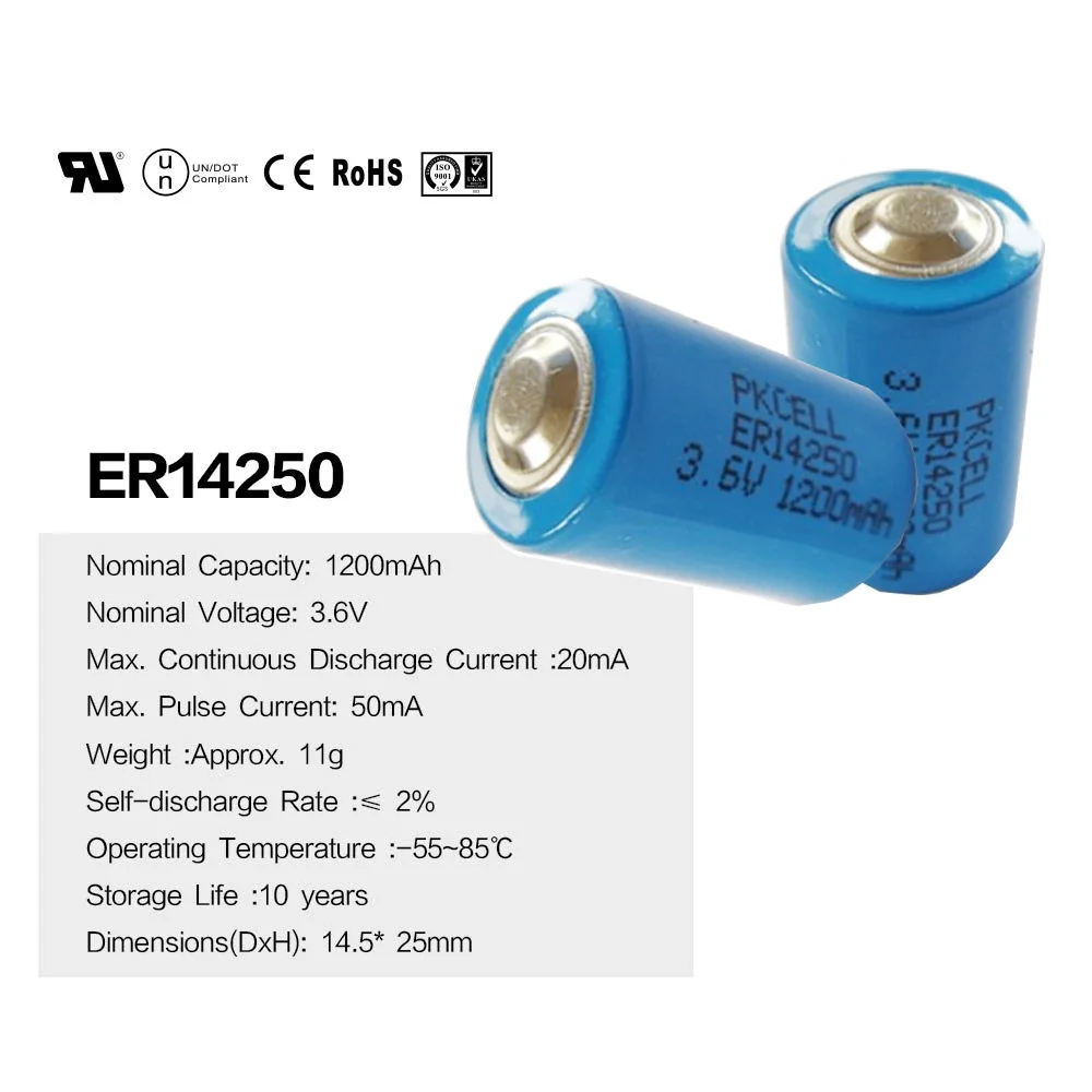 8 pces pkcell er14250 em 3.6v 1200mah