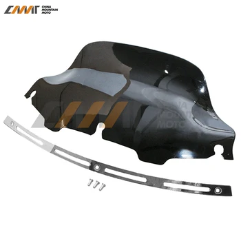 

Motorcycle Chrome Slotted Stock Batwing Trim + 8" Clear Windshield Case for Harley Touring 1996-2013