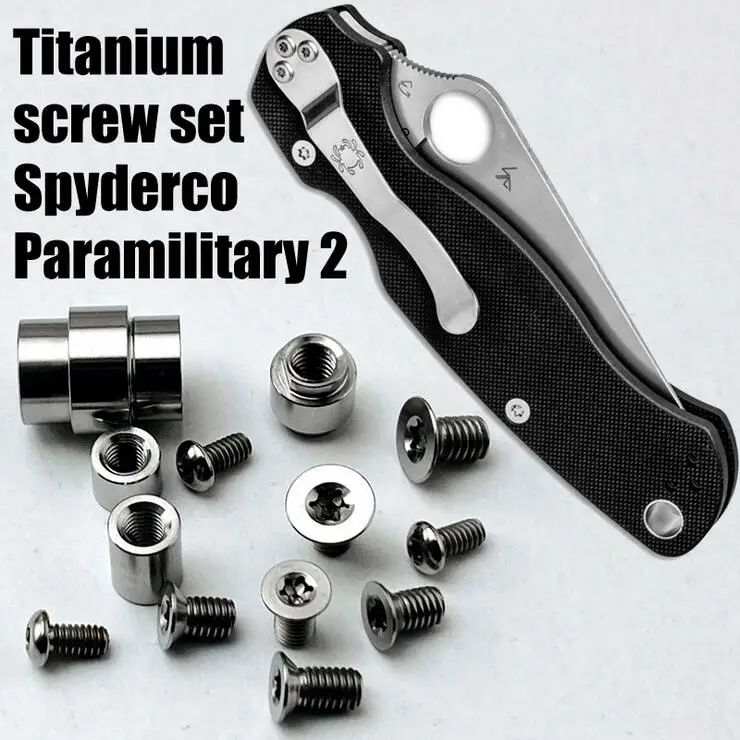 1 Set Replacement TC4 Titanium Alloy Screws For Spyderco C81 Paramilitary 2 Knife Accessories Spindle Support Shaft Knife Shaft