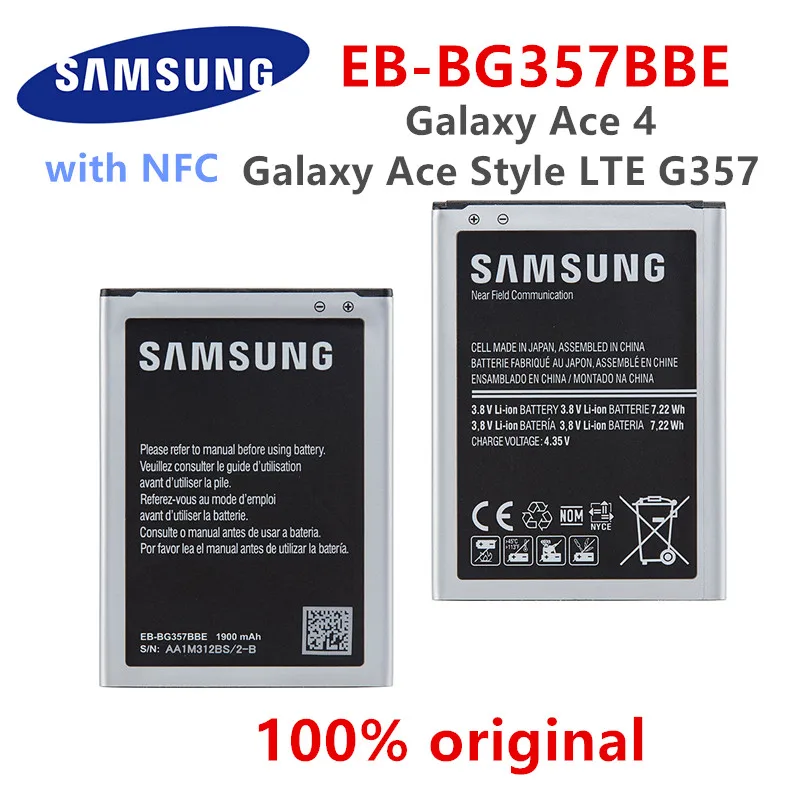 SAMSUNG Orginal EB-BG357BBE Replacement 1900mAh Battery For Samsung Galaxy Ace 4 Style LTE SM-G357FZ G357 With NFC | Мобильные