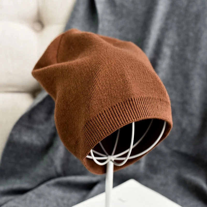 2021 New Unisex Autumn winter solid color real cashmere beanies skullies best matched cashmere man woman Warm skullies 6