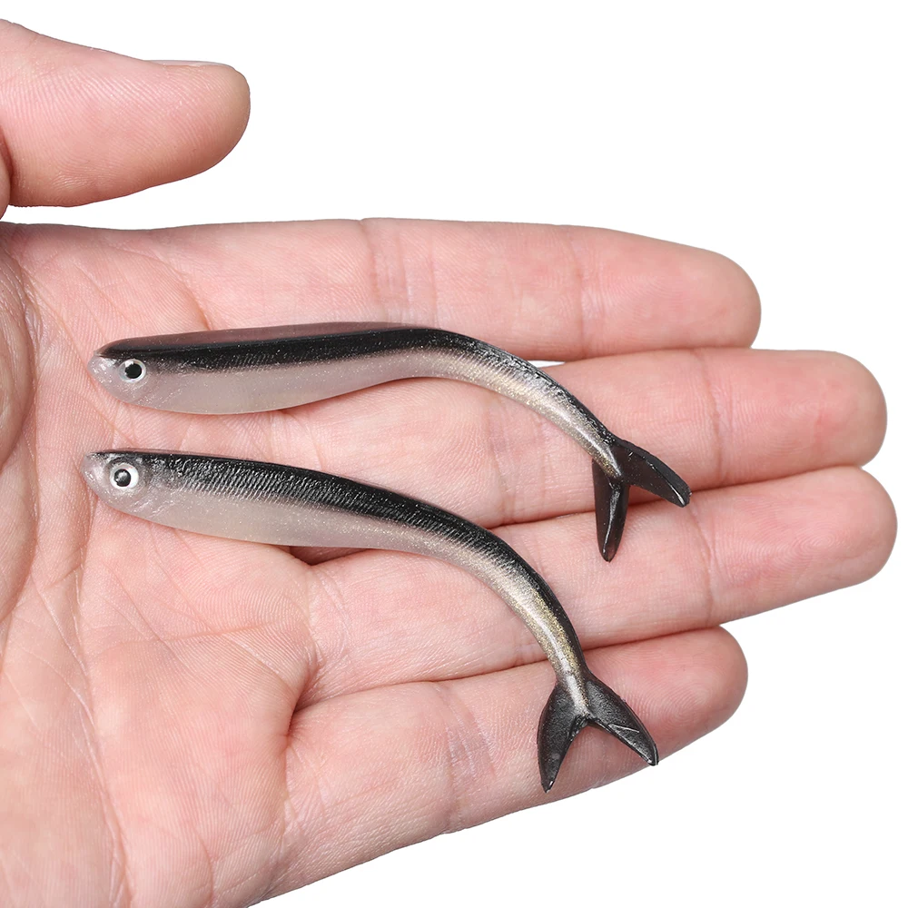 10Pcs/Bag 8cm/2g 3D Silver Tiddle Drop Shot Soft Rubber Silicone Fishing Lure. 