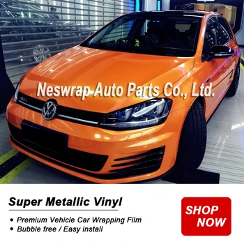 

Premium car vinyl wrap roll coral orange wrapping film glossy metallic vinyl wrap low initial tack glue Bubble free 5m/10m/18m