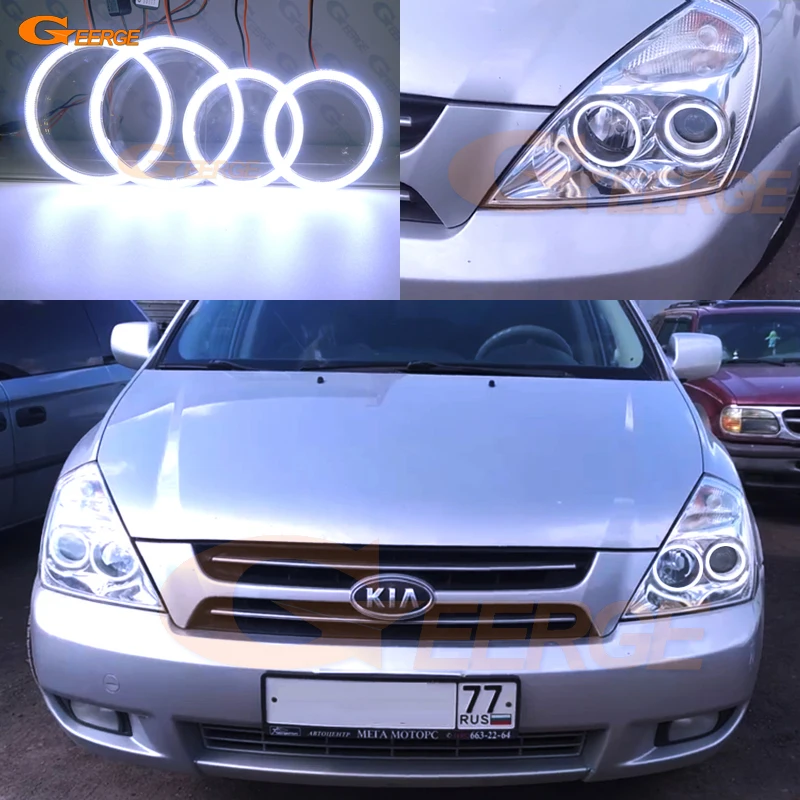 Для Kia Sedona 2006 2007 2008 2009 2010 2011 2012 2013 отличный ультра яркий COB комплект светодиодов глаза ангела halo rings|Фара для