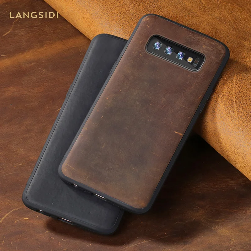 Подлинный выдвижной кожаный чехол для Samsung Galaxy S10 S8 S9 S7 plus A30 A40 A50 A70 A7 A8 S10e Note 8 9 Crazy