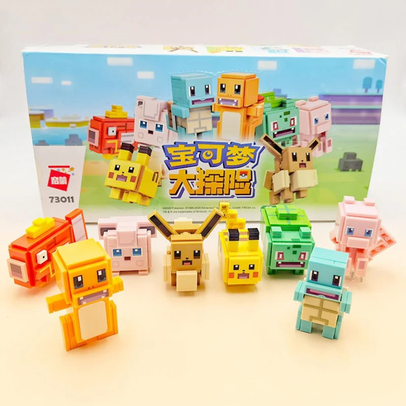  퀘스트 8 스타일 빌딩 블록 세트  Mewtwo Jigglypuff Charmander  Squirtle Bulbasaur 애니메이션 장난감 피규어 선물