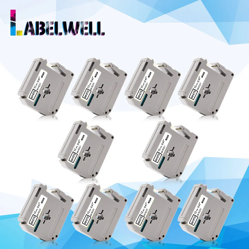 Labelwell 5-10PK MK231 12mm Label Tape Compatible for Brother M-K231 MK 231 MK-231 P-touch Printer B