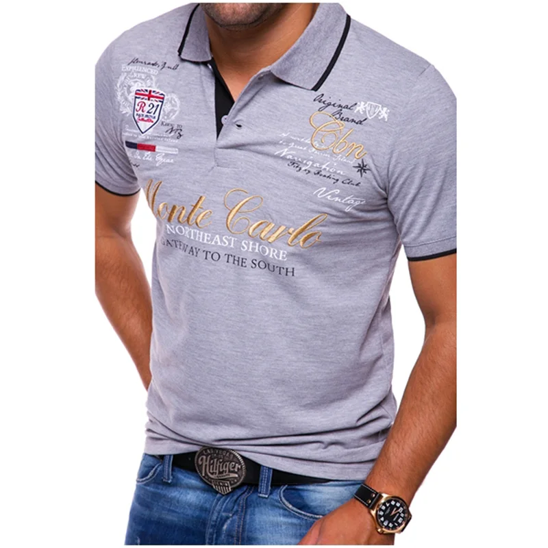 ZOGAA, мужские рубашки поло с коротким рукавом, модные, персональные, с буквенным принтом, шесть цветов, 4xl Размер, брендовые, качественные, повседневные Костюмы, топ для мужчин