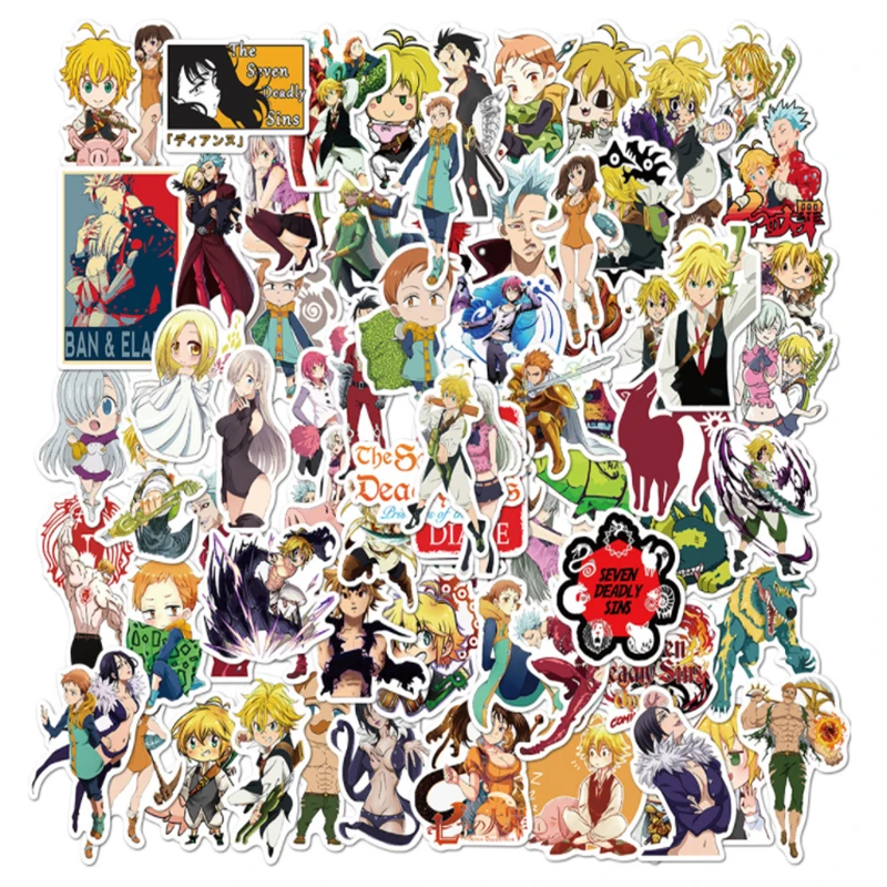 10/30/50/100pcs   Japanese Comics Seven Deadly Sins   Sticker School Student Diary Hand Ledger Stationery Mobile Phone Girl Toys a5 size handmade 3d resin cover dragon notebook hand book diary book high beauty relief hand account book