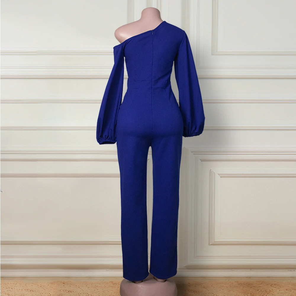 Women Off Shoulder Sexy Jumpsuits Long Lanterm Sleeve Elastic High Waist Summer Autumn Overall Bodysuits Female Plus Size XL New