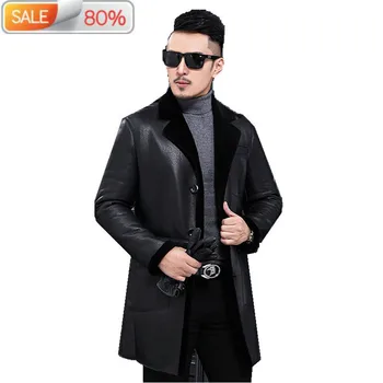 

Genuine Winter Natural Wool Liner Coat Men Sheepskin Leather Jacket Veste Homme Hiver LJ1AF027 ND7A5