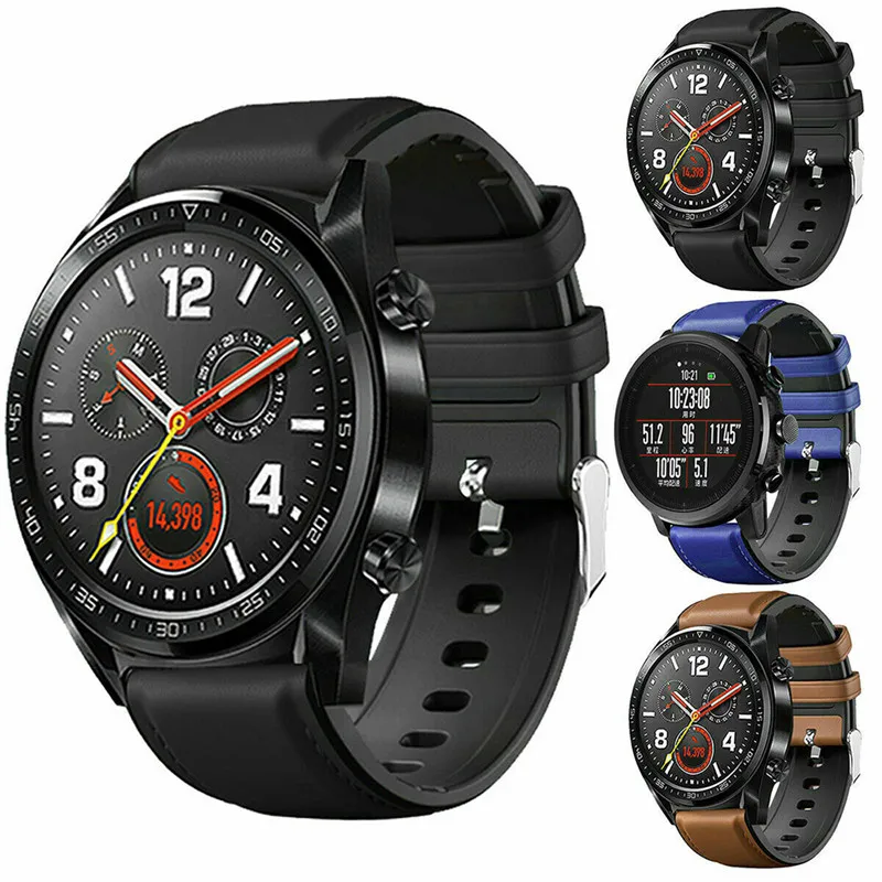 Huawei Watch GT 2 ремешок для samsung galaxy watch 46 мм S3 Frontier 22 amazfit GTR 47 мм/stratos/pace кожаный