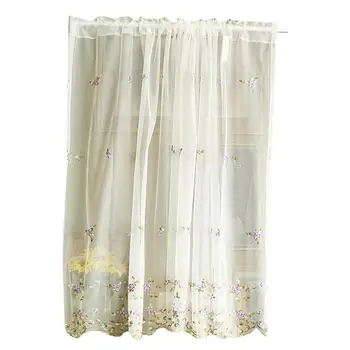 

1pc Half Curtain Floral Embroidery Decorative Beautiful Lace Short Curtain Half Curtains for Bed Kitchen Window
